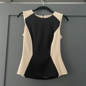 Black and beige Halogen top with back zipper detail